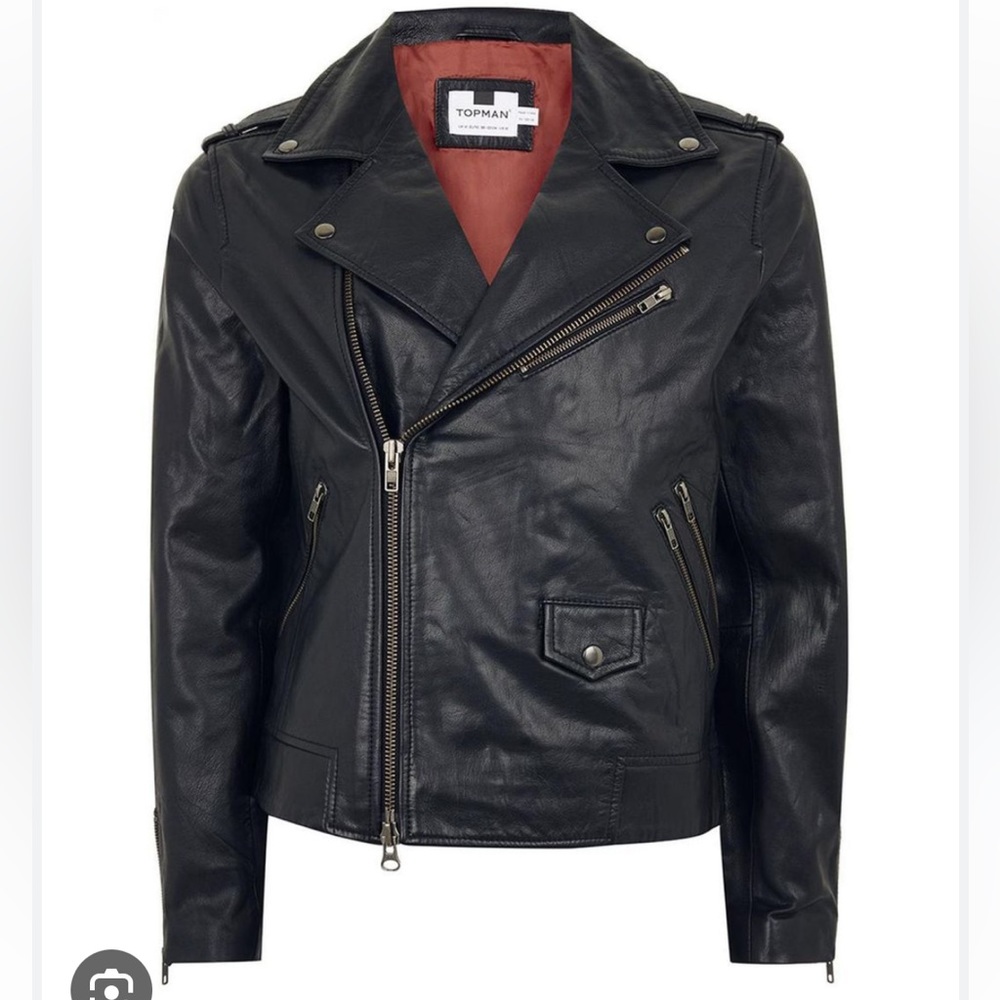 Topman black leather Moro jacket